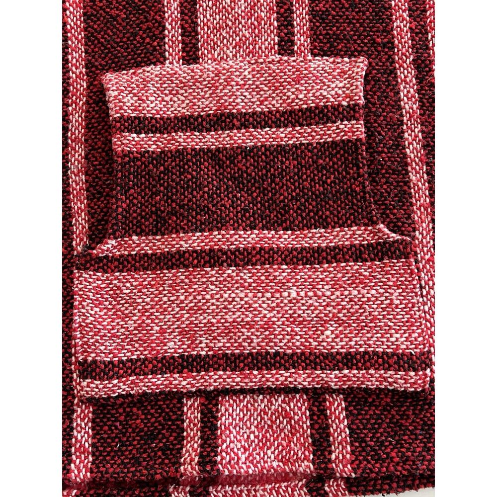 Artesanías Cuamatzi Baja Hoodie XXL Mexican Jerga Drug Rug Pullover Red Black - Picture 5 of 10